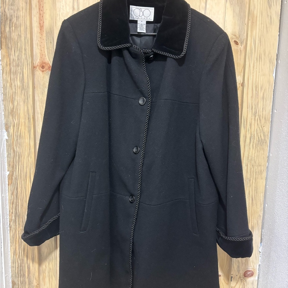 b new york Black Trench Coat with Trim